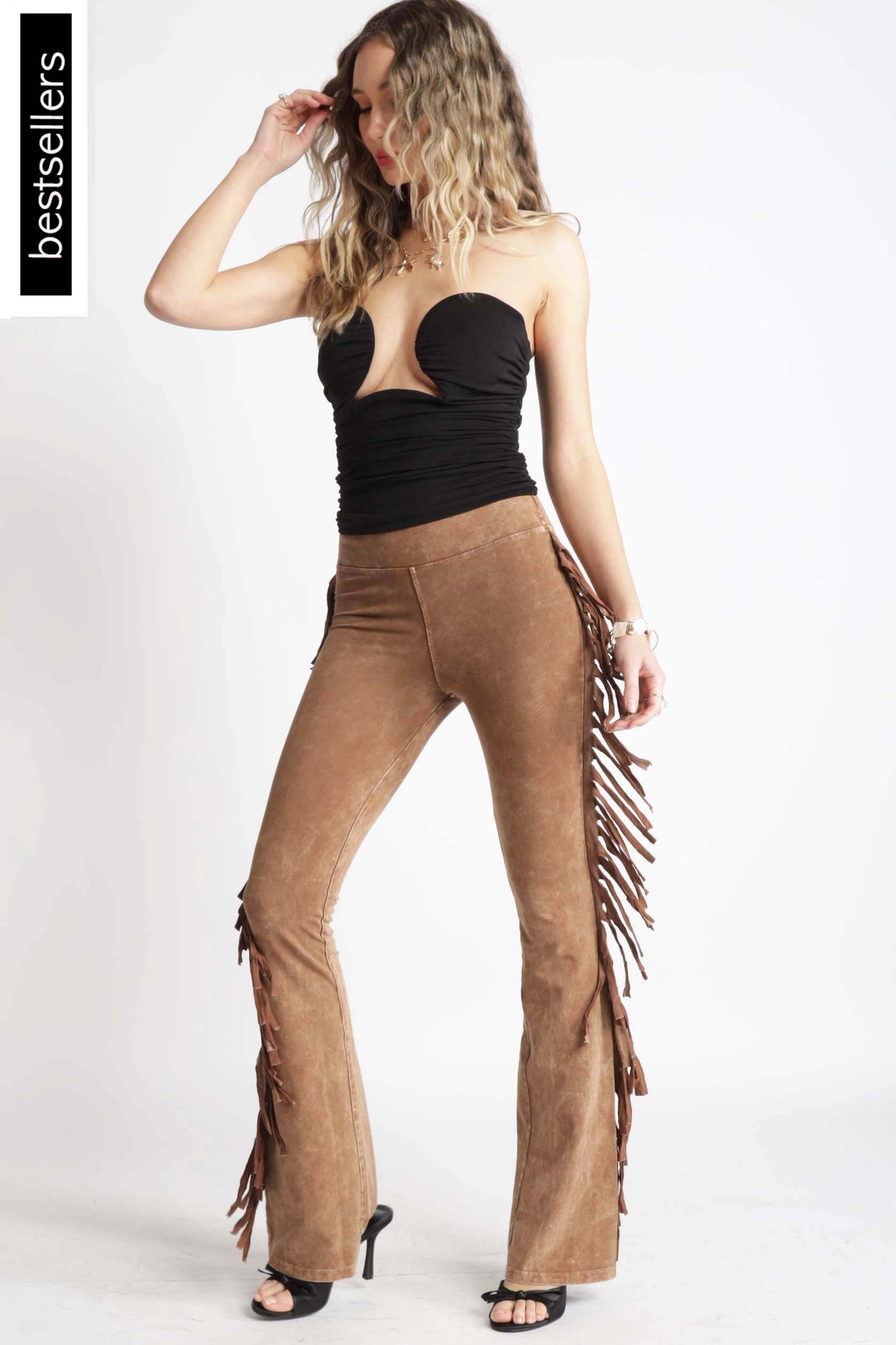 Mineral Washed Fringe Yoga Pants